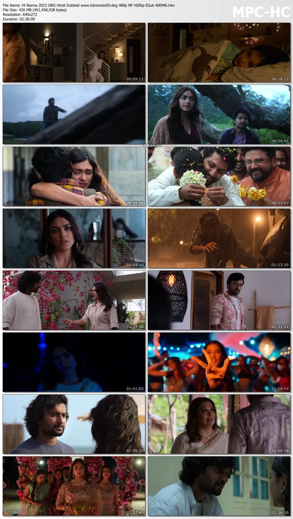 Hi Nanna 2023 ORG Hindi Dubbed 720p NF HDRip ESub 1.3GB Download